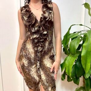 Jaipur Avant Garde Ruffle Dress Brown Size Small